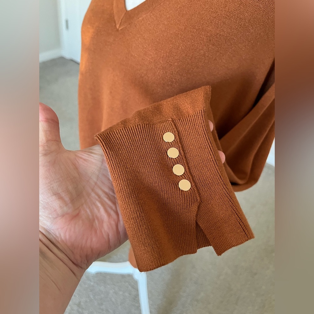 NWT Skies Are Blue Brown VNeck Sweater Size 1X - Picture 5 of 9